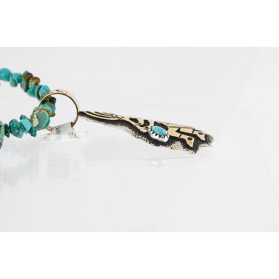 12kt Gold Filled and .925 Sterling Silver Handmade KOKOPELLI Certified Authentic Navajo Turquoise Native American Necklace 390792627137