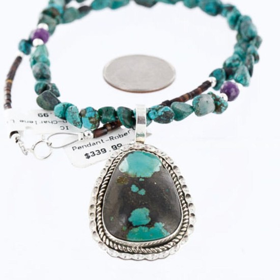 Large Handmade Certified Authentic Navajo .925 Sterling Silver Turquoise Native American Necklace 371002796832