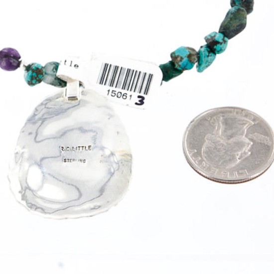 Large Handmade Certified Authentic Navajo .925 Sterling Silver Turquoise Native American Necklace 371002796832