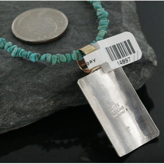 Certified Authentic 12kt Gold Filled and .925 Sterling Silver Handmade Mountain Turquoise Native American Necklace 370966309911