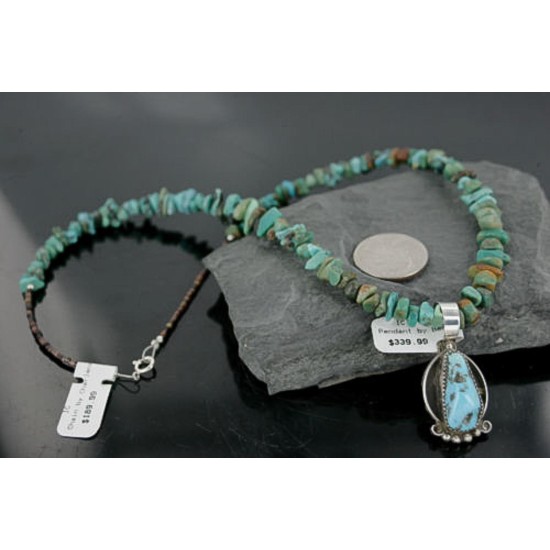 Handmade Certified Authentic Navajo .925 Sterling Silver Natural Turquoise Native American Necklace 390717087753