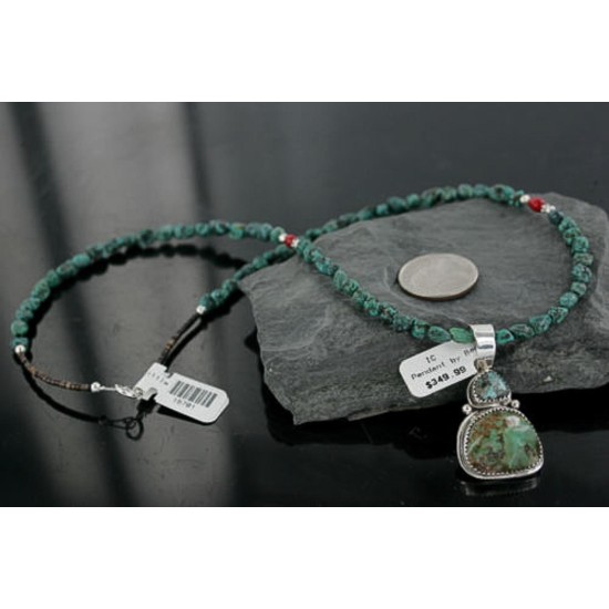 $540 Handmade Certified Authentic Navajo .925 Sterling Silver Natural AJAX and Turquoise Native American Necklace 390728984731