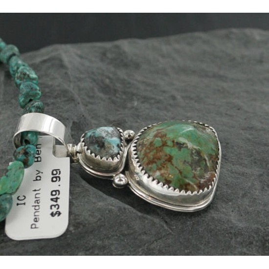 $540 Handmade Certified Authentic Navajo .925 Sterling Silver Natural AJAX and Turquoise Native American Necklace 390728984731