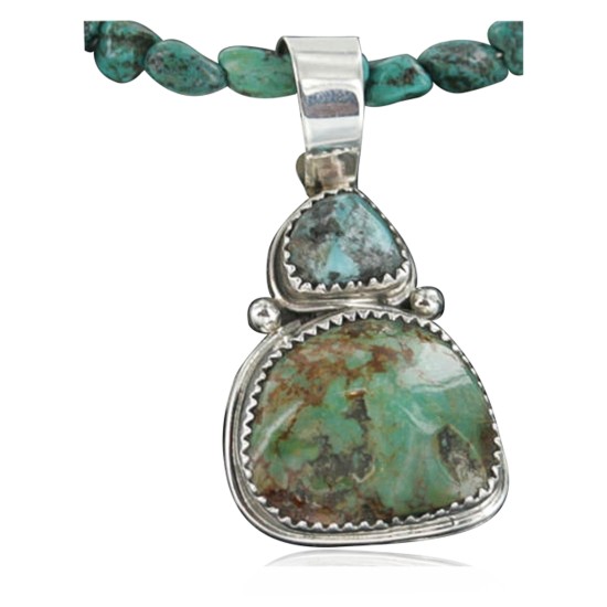 $540 Handmade Certified Authentic Navajo .925 Sterling Silver Natural AJAX and Turquoise Native American Necklace 390728984731