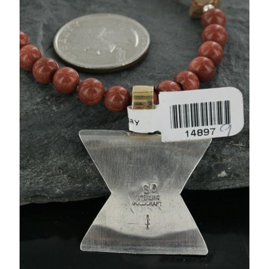 $550 .925 Sterling Silver and 12kt Gold Filled Handmade Certified Authentic Navajo Natural Turquoise Native American Necklace 390725767993