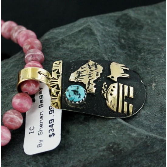 12kt Gold Filled .925 Sterling Silver Handmade Storyteller Certified Authentic Navajo Turquoise Native American Necklace 390663275272