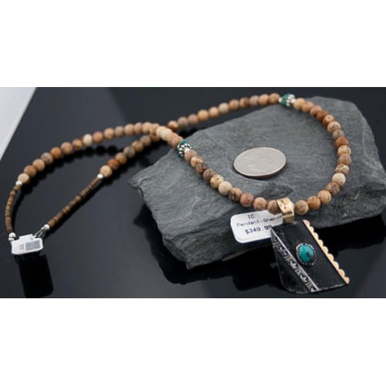 .925 Sterling Silver and 12kt Gold Filled Handmade Certified Authentic Navajo Turquoise Native American Necklace 390647377001