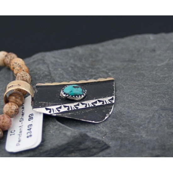 .925 Sterling Silver and 12kt Gold Filled Handmade Certified Authentic Navajo Turquoise Native American Necklace 390647377001