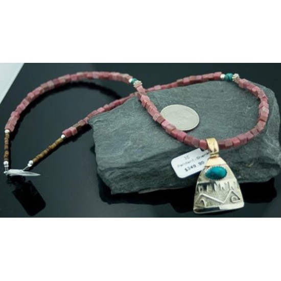 Certified Authentic 12kt Gold Filled and .925 Sterling Silver Handmade Mountain Turquoise Native American Necklace 370924165770