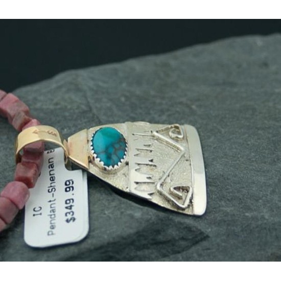 Certified Authentic 12kt Gold Filled and .925 Sterling Silver Handmade Mountain Turquoise Native American Necklace 370924165770
