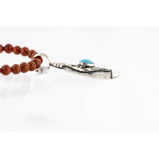 12kt Gold Filled and .925 Sterling Silver Handmade KOKOPELLI Certified Authentic Navajo Turquoise Native American Necklace 371045661855