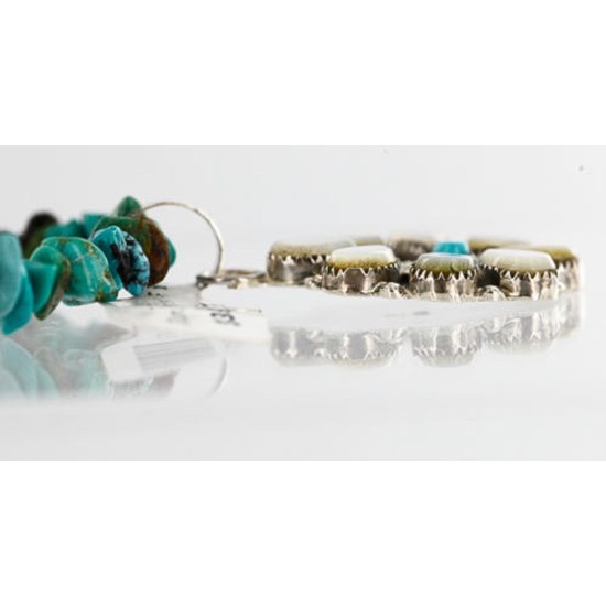Petit Point Handmade Certified Authentic Zuni .925 Sterling Silver Turquoise Native American Necklace 390852186156