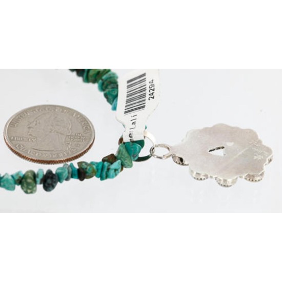Petit Point Handmade Certified Authentic Zuni .925 Sterling Silver Turquoise Native American Necklace 390852186156