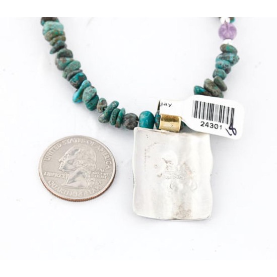 12kt Gold Filled and .925 Sterling Silver Handmade Butterfly Certified Authentic Navajo Turquoise Native American Necklace 371060572396