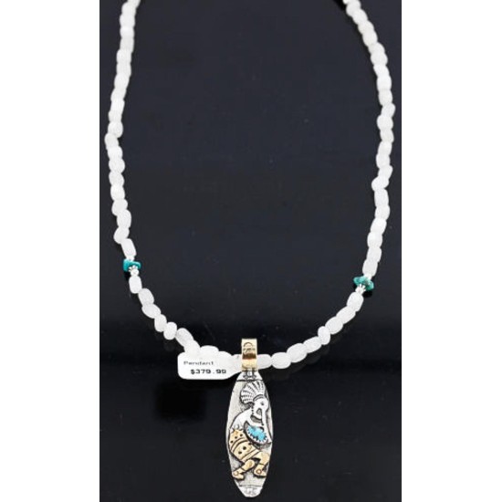 12kt Gold Filled and .925 Sterling Silver Handmade KOKOPELLI Certified Authentic Navajo Turquoise Native American Necklace 371034932311