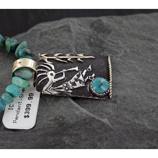 12kt Gold Filled and .925 Sterling Silver Handmade KOKOPELLI Certified Authentic Navajo Turquoise Native American Necklace 370909123287