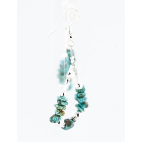 Certified Authentic Navajo .925 Sterling Silver Hooks Natural Turquoise Native American Earrings 371064132099