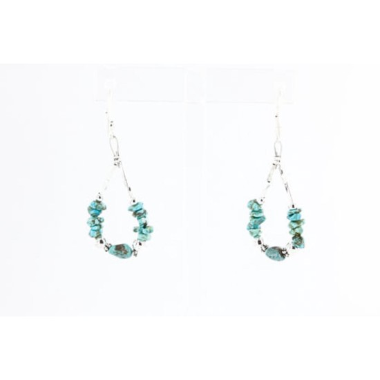Certified Authentic Navajo .925 Sterling Silver Hooks Natural Turquoise Native American Earrings 371064132099