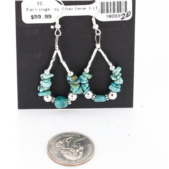 Certified Authentic Navajo .925 Sterling Silver Hooks Natural Turquoise Native American Earrings 371064132099