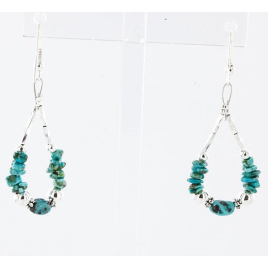 Certified Authentic Navajo .925 Sterling Silver Hooks Natural Turquoise Native American Earrings 390830067957