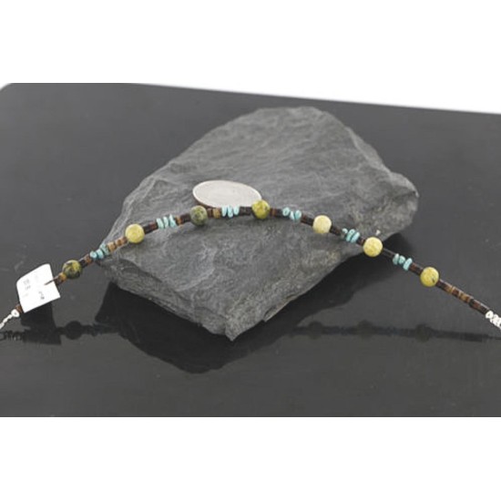 Certified Authentic Navajo .925 Sterling Silver Natural Turquoise and Jasper Native American Bracelet 390738745263