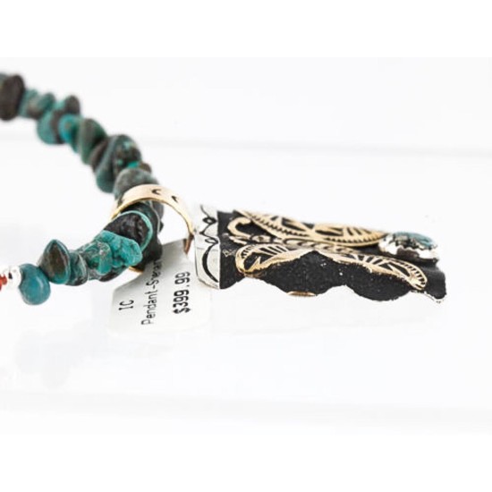 12kt Gold Filled and .925 Sterling Silver Handmade Butterfly Certified Authentic Navajo Turquoise Native American Necklace 371064230099