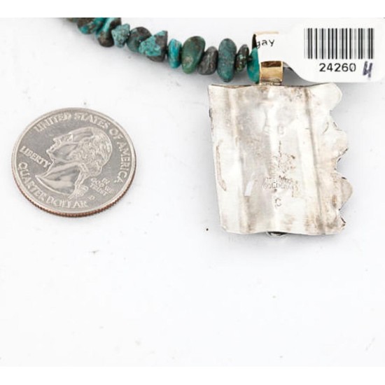 12kt Gold Filled and .925 Sterling Silver Handmade Butterfly Certified Authentic Navajo Turquoise Native American Necklace 371064230099