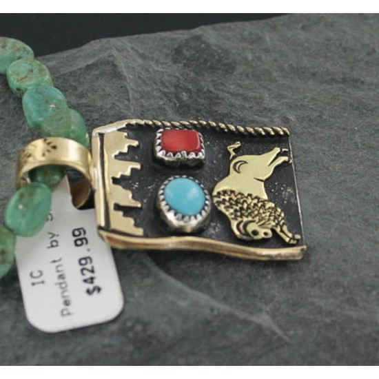12kt Gold Filled and .925 Sterling Silver Handmade Buffalo Certified Authentic Navajo Turquoise Native American Necklace 390667363732