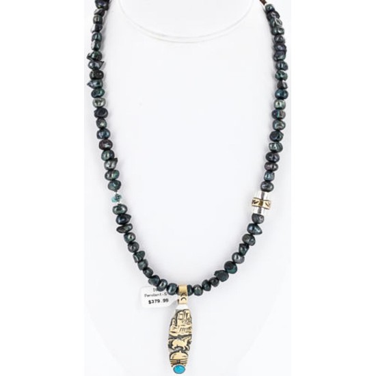 $630 12kt Gold Filled .925 Sterling Silver Handmade Pendant Handmade Clasp Storyteller Certified Authentic Navajo Native American Necklace 371038561842