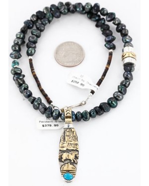 $630 12kt Gold Filled .925 Sterling Silver Handmade Pendant Handmade Clasp Storyteller Certified Authentic Navajo Native American Necklace 371038561842