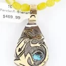 12kt Gold Filled and Sterling Silver Handmade Gecko Navajo Turquoise Necklace 371034979390