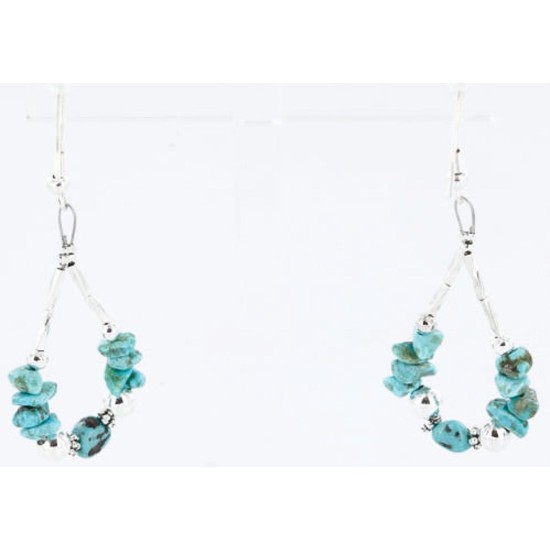 Certified Authentic Navajo .925 Sterling Silver Hooks and Turquoise Native American Earrings 371040194723