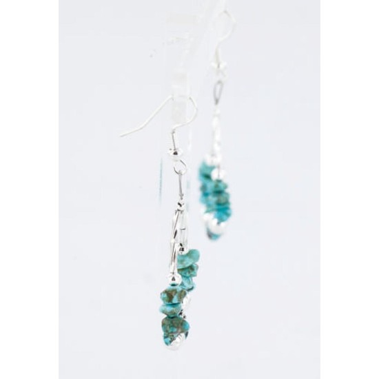 Certified Authentic Navajo .925 Sterling Silver Hooks and Turquoise Native American Earrings 371040194723