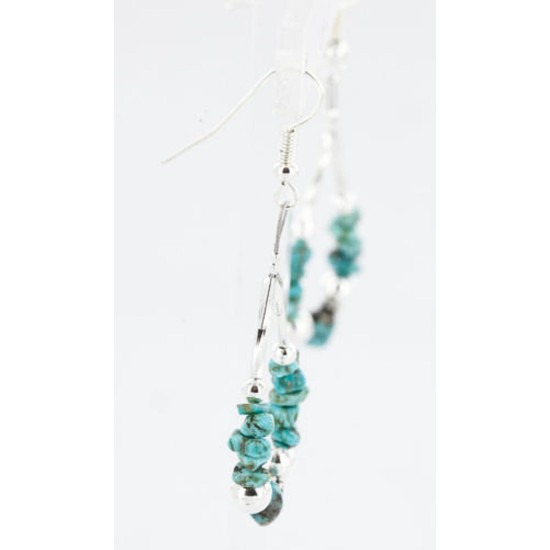 Certified Authentic Navajo .925 Sterling Silver Hooks Natural Turquoise Native American Earrings 371054494253