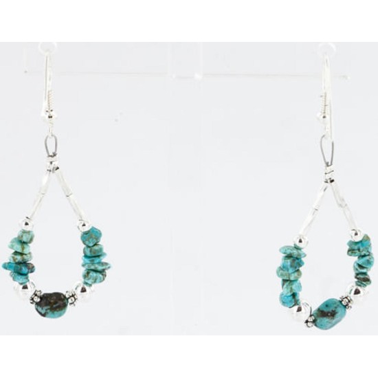 Certified Authentic Navajo .925 Sterling Silver Hooks Natural Turquoise Native American Earrings 371054494253