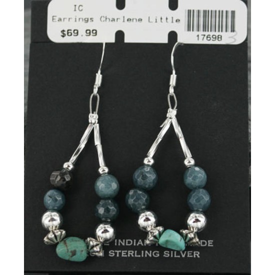 Certified Authentic Navajo .925 Sterling Silver Hooks Natural Turquoise Quartz Native American Earrings 390727328599