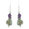 $80 Certified Authentic Navajo .925 Sterling Silver Hooks Natural Turquoise Sugilite Native American Earrings 370962102415