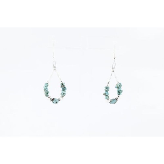 Certified Authentic Navajo .925 Sterling Silver Hooks Natural Turquoise Native American Earrings 371051294270