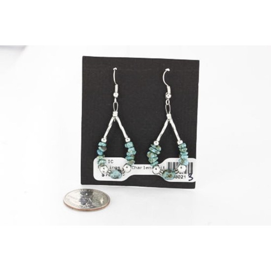 Certified Authentic Navajo .925 Sterling Silver Hooks Natural Turquoise Native American Earrings 371051294270