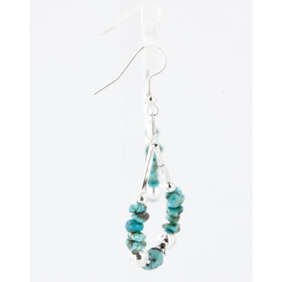 Certified Authentic Navajo .925 Sterling Silver Hooks Natural Turquoise Native American Earrings 390835943759