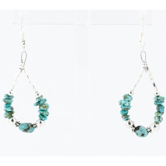Certified Authentic Navajo .925 Sterling Silver Hooks Natural Turquoise Native American Earrings 390835943759