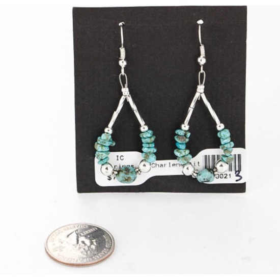 Certified Authentic Navajo .925 Sterling Silver Hooks Natural Turquoise Native American Earrings 390835943759