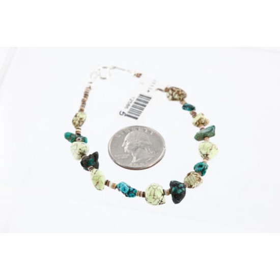 Certified Authentic Navajo .925 Sterling Silver Turquoise and GASPEITE Native American Bracelet 371009395020