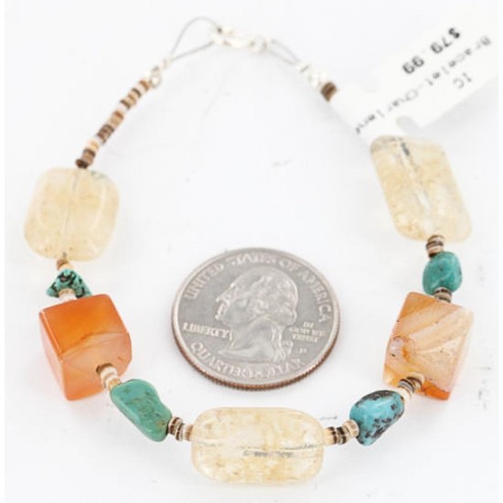Certified Authentic Navajo .925 Sterling Silver Turquoise CARNELIAN Native American Bracelet 390788758784