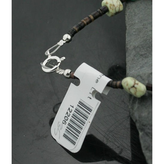 Certified Authentic Navajo .925 Sterling Silver Natural Turquoise and Gaspeite Native American Bracelet 390734524362