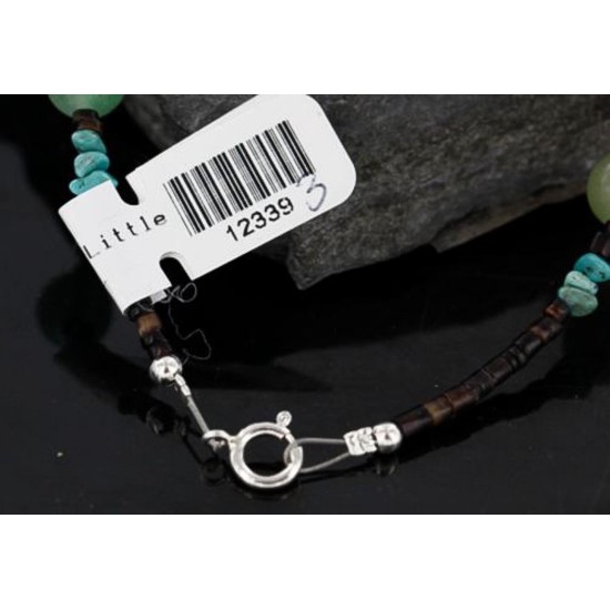 Certified Authentic Navajo .925 Sterling Silver Natural Turquoise and Jade Native American Bracelet 390737972669