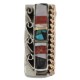 Navajo .925 Sterling Silver Handmade Certified Authentic Inlaid Natural Black Onyx Mother of Pearl Spiny Oyster Turquoise Native American Nickel Brass Copper Money Clip 91001-11