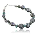 Navajo .925 Sterling Silver Turquoise and Abalone Bracelet 17428-4