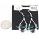 Certified Authentic Navajo .925 Sterling Silver Hooks Turquoise and Purple Jade Native American Earrings 390822695594
