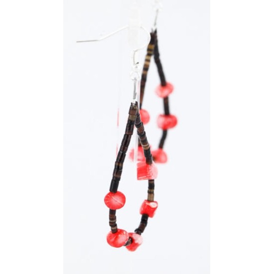 Certified Authentic Navajo .925 Sterling Silver Hooks Natural CORAL LOOP HEISHI Native American Earrings 390792617348